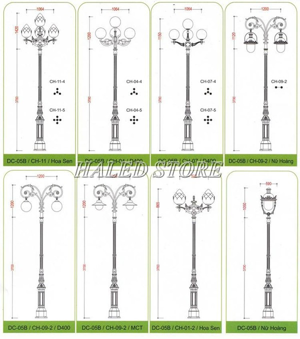 Các mẫu cột đèn đế gang 7m