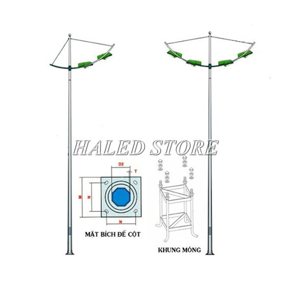 Cột đèn bát giác 7m cánh buồm