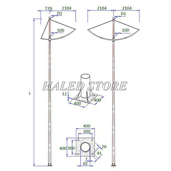 Cột đèn cao áp 7m tròn cánh buồm
