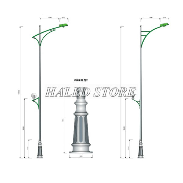 Cột đèn đế gang 7m