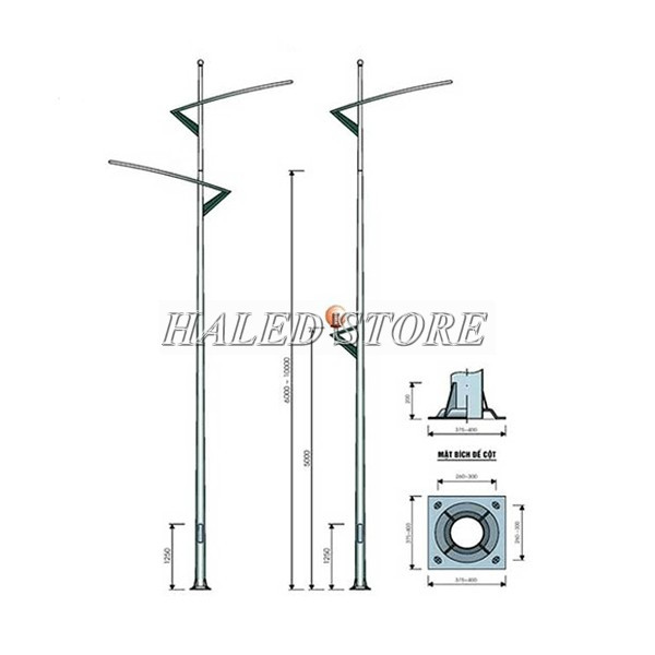 Cột đèn sân bóng chuyền 7m