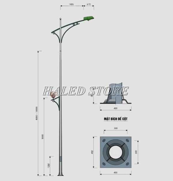 Trụ đèn cao áp 6m tròn côn rời cần đơn
