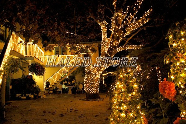 Đèn dây trang trí không gian bên ngoài quán cafe