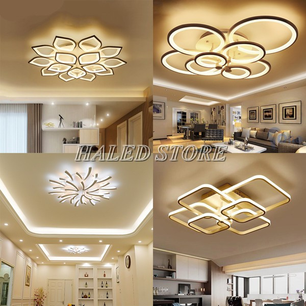 Các mẫu đèn LED ốp trần mâm nhựa mica hiện đại