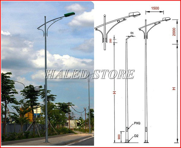 Cột lắp đặt đèn đường côn tròn đơn