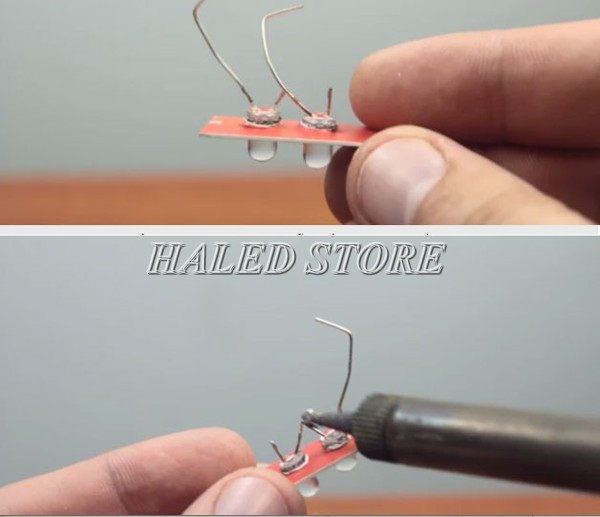 Đấu nối công tắc và pin với bóng LED