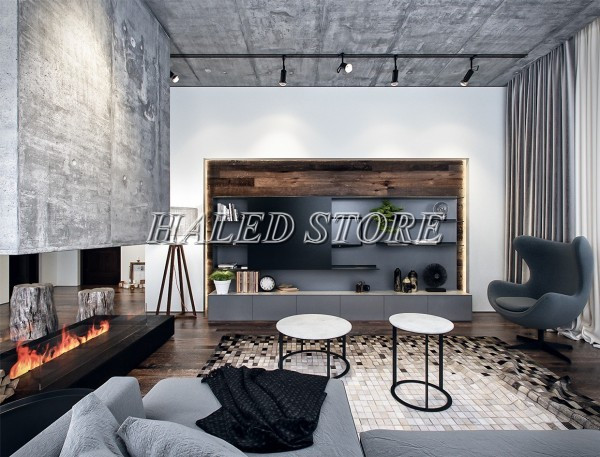 Đèn LED rọi ray được sử dụng khá phổ biến cho trần bê tông