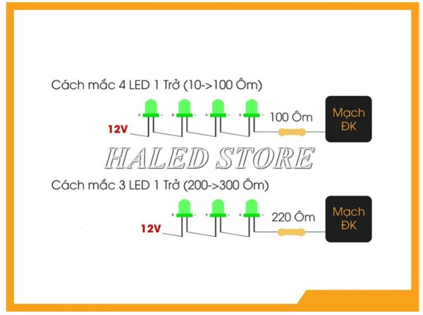 Sơ đồ mạch LED 12V 4 LED