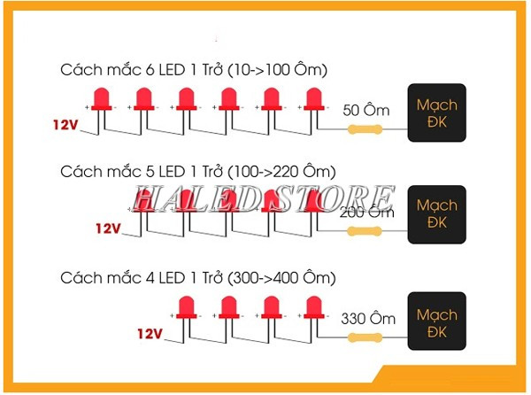 Sơ đồ mạch LED 12V 6 LED