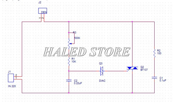 Mạch điều chỉnh độ sáng của đèn khi dùng triac