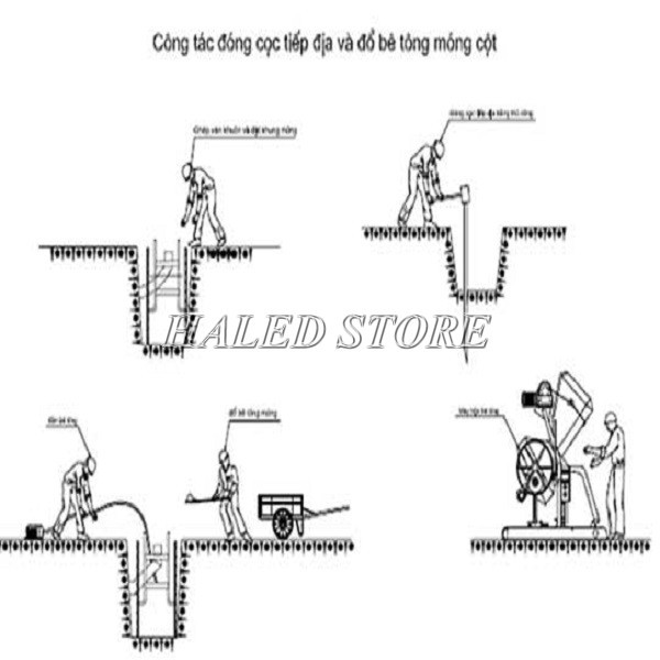 Lắp đặt cột tiếp địa chiếu sáng