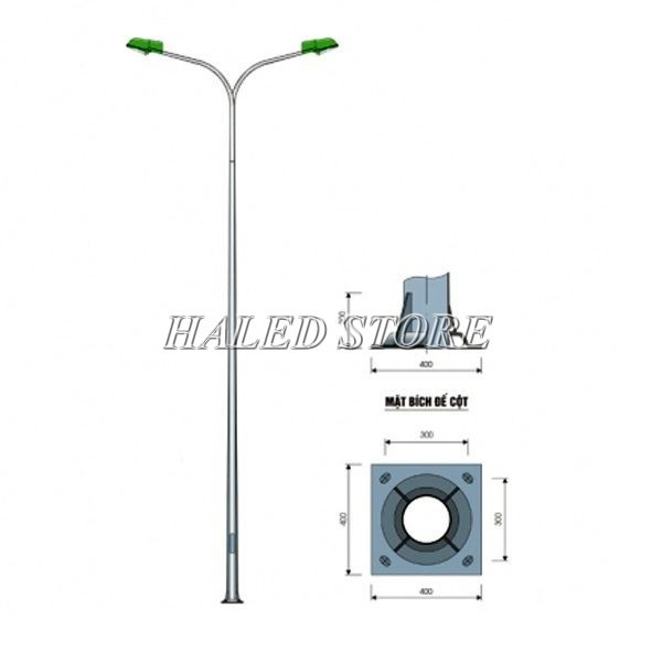 Cột đèn cao áp 8m tròn côn liền cần đơn