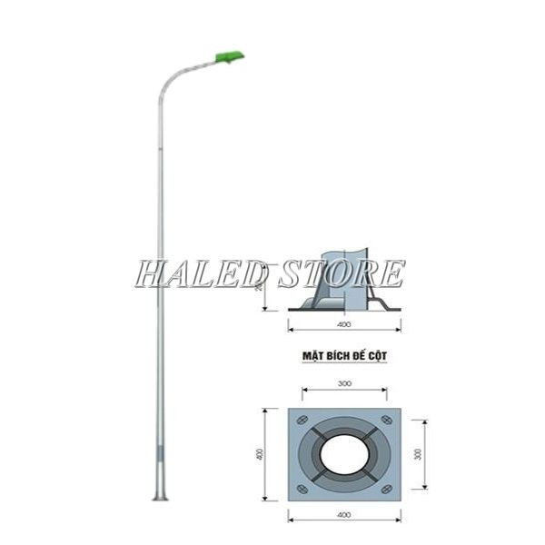 Cột đèn cao áp 8m tròn côn liền cần đơn