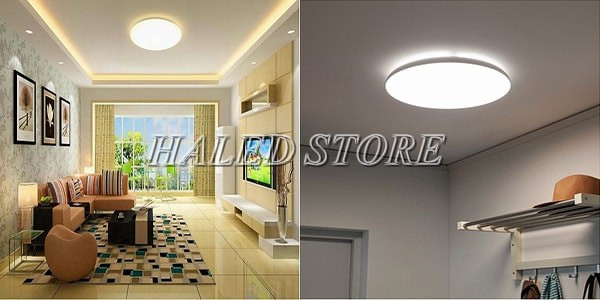 Đèn ốp trần ánh sáng vàng và trắng chiếu nội thất