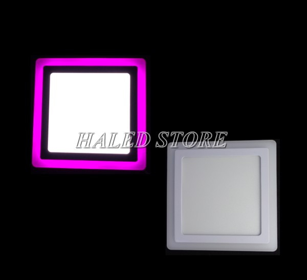 Đèn LED vuông 200x200 2 màu 3 chế độ viền hồng