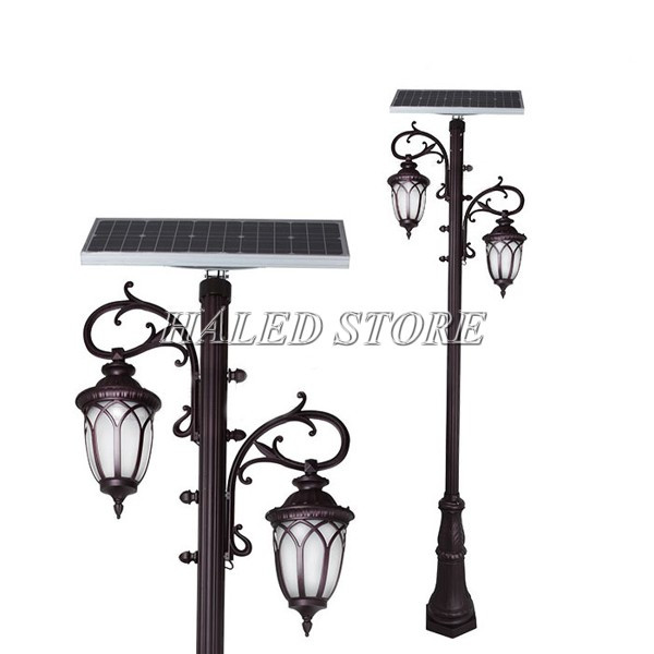 Đèn trụ sân vườn năng lượng mặt trời phong cách cổ điển