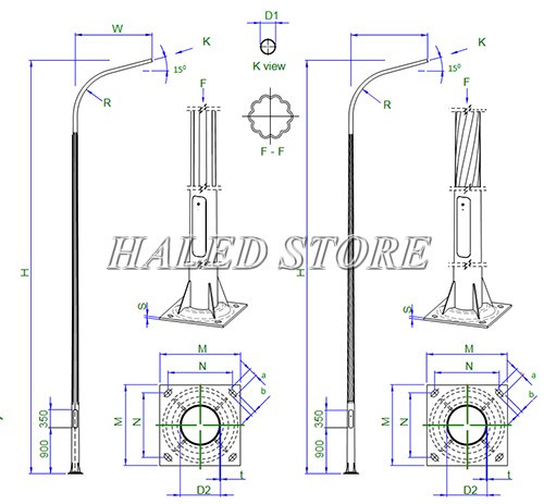 Kích thước cột đèn 10M