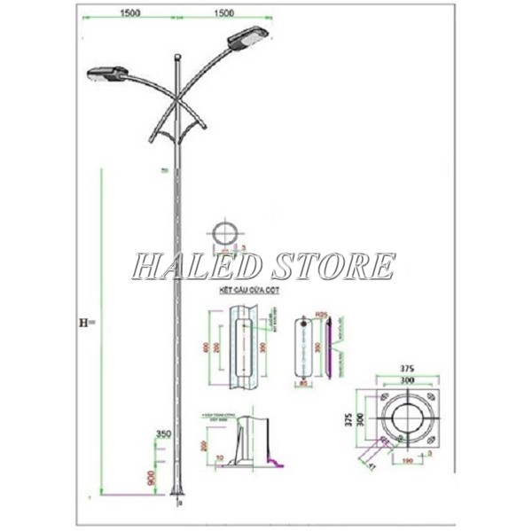 Kích thước cột đèn 5M