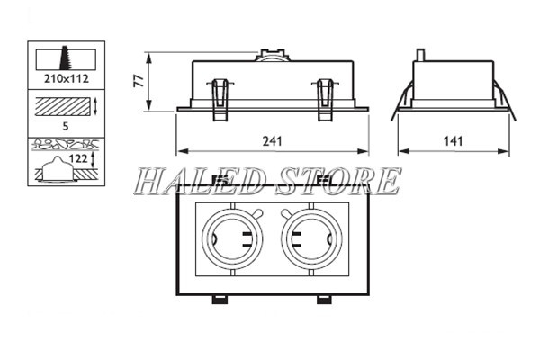 Kích thước đèn LED đôi âm trần Philips bán chạy