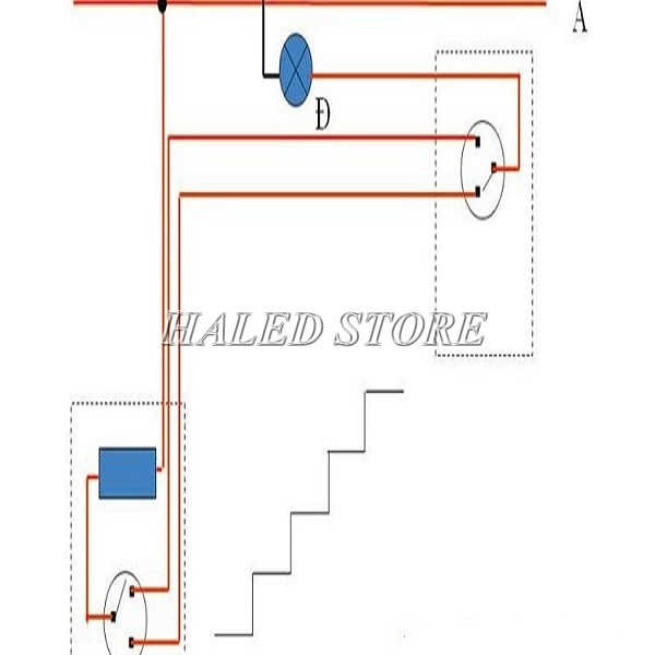 Mạch điện cầu thang công tắc 3 cực