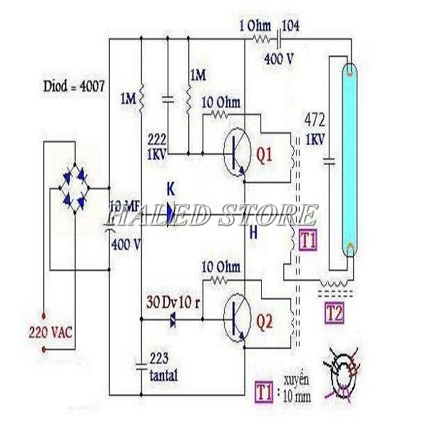 Sơ đồ mạch chấn lưu điện tử