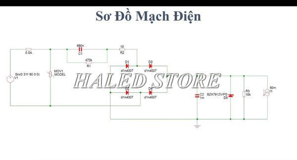Sơ đồ mạch đèn LED nguồn 12v