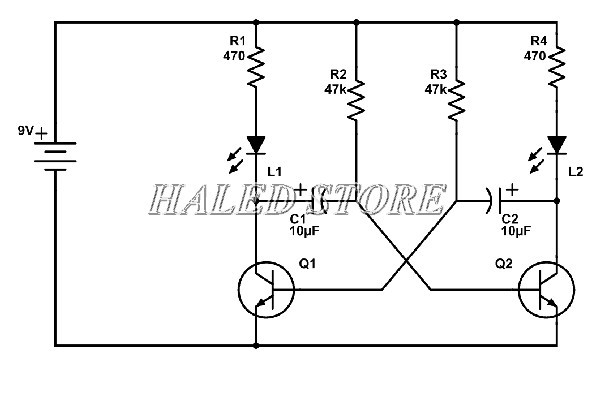Sơ đồ mạch điện đèn LED nhấp nháy