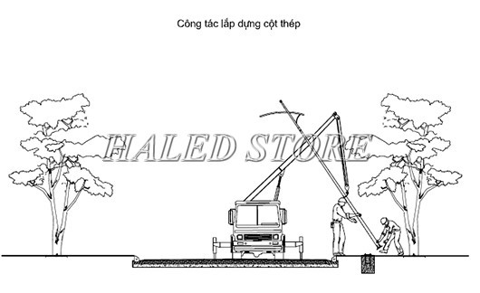 Thi công lắp dựng cột đèn