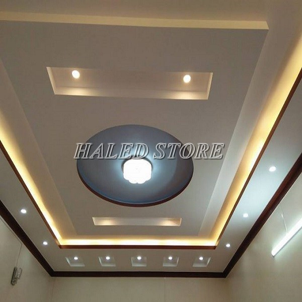 Thiết kế trần thạch cao đèn led ốp trần
