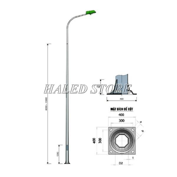 Bản thiết kế trụ đèn liền cần đơn