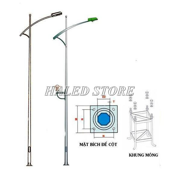 Bản thiết kế trụ đèn liền cần đôi