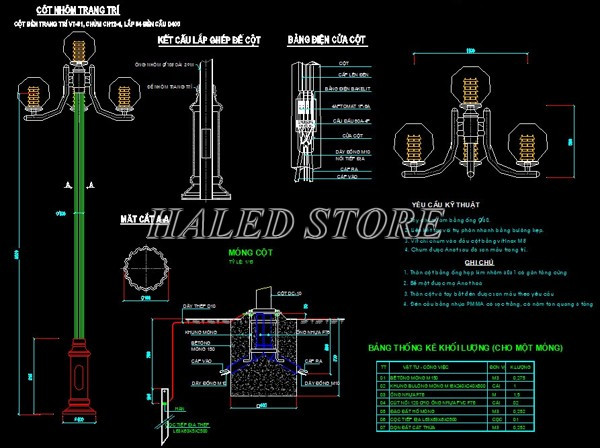 Bản vẽ móng trụ chiếu sáng