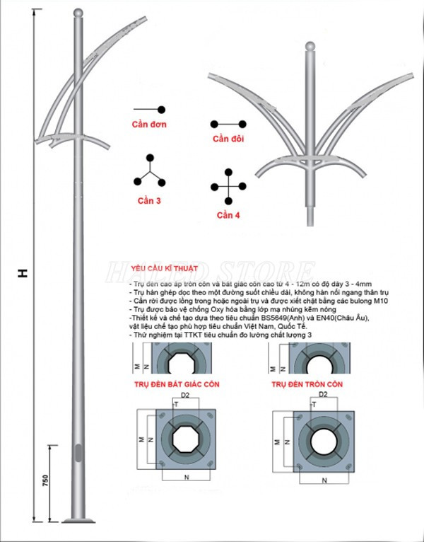 Cột đèn có độ bền cực cao