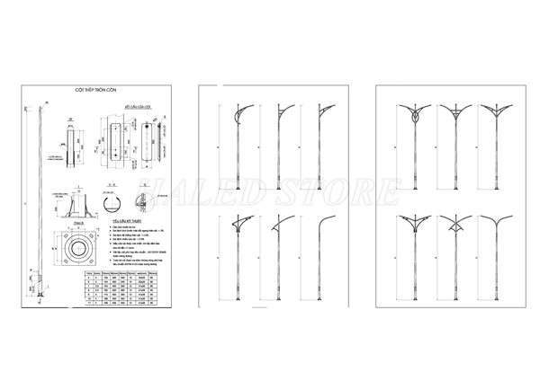 Kiểu dáng của cột đèn HLDACT10 côn tròn