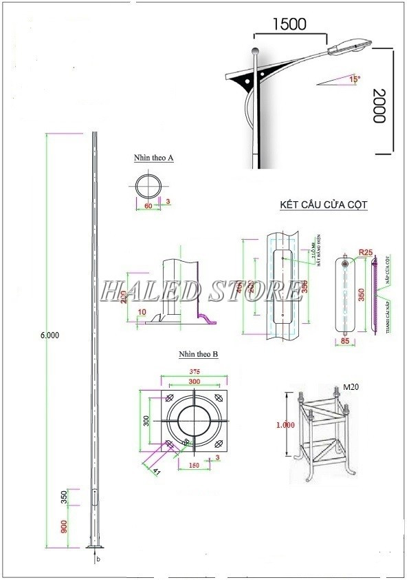 Bản vẽ móng trụ chiếu sáng