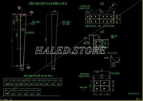 Bản thiết kế cấu tạo cột nhà xưởng