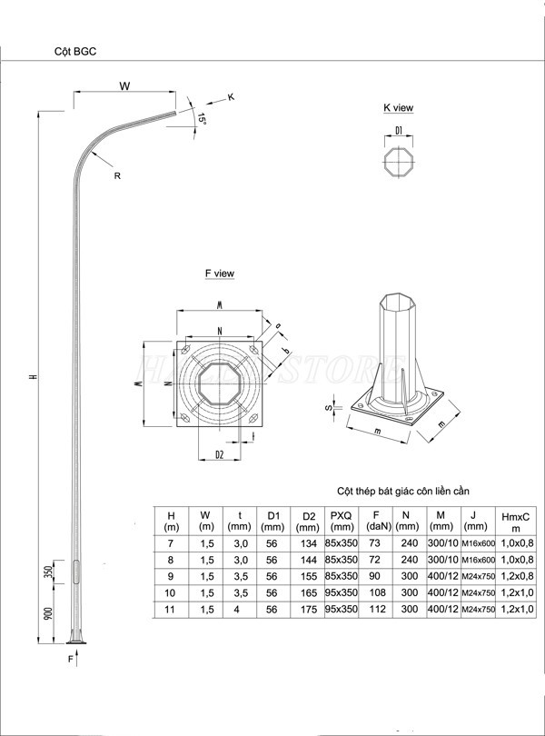 Thiết kế Cột đèn HLDACBC11
