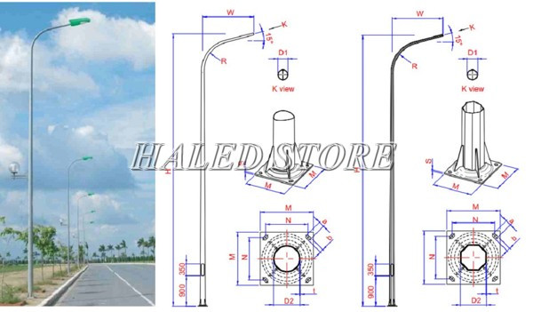 Bản vẽ móng trụ cột đèn chiếu sáng