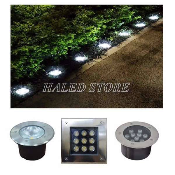 Đèn âm đất kiểu dáng tròn và vuông 