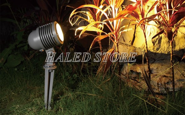 Đèn LED rọi giúp cây nổi bật hơn vào ban đêm 