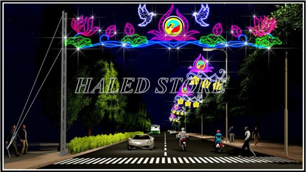 Khung đèn trang trí cột dải phân cách 