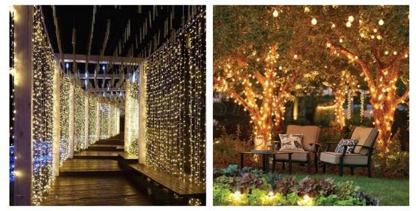 Đèn LED dây thả mành trang trí ngoài trời