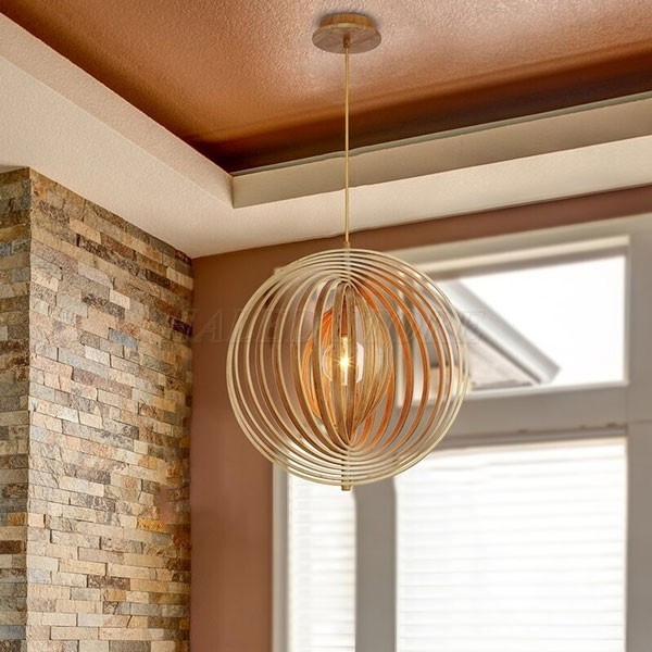 Đèn lồng gỗ khung tròn nhiều lớp