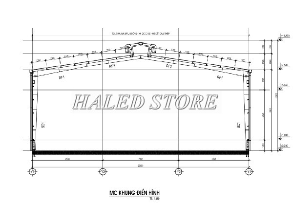 Bản vẽ khung nhà xưởng 20x30m