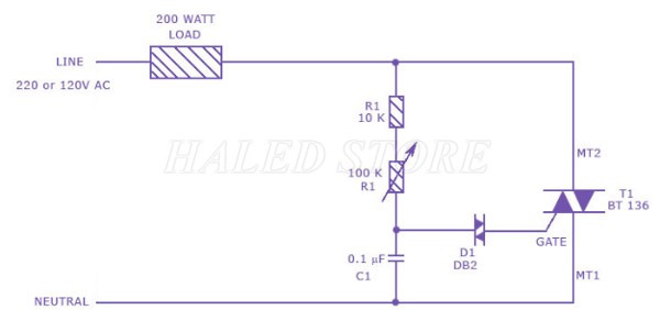 Sơ đồ mạch điều chỉnh độ sáng đèn LED bằng triac