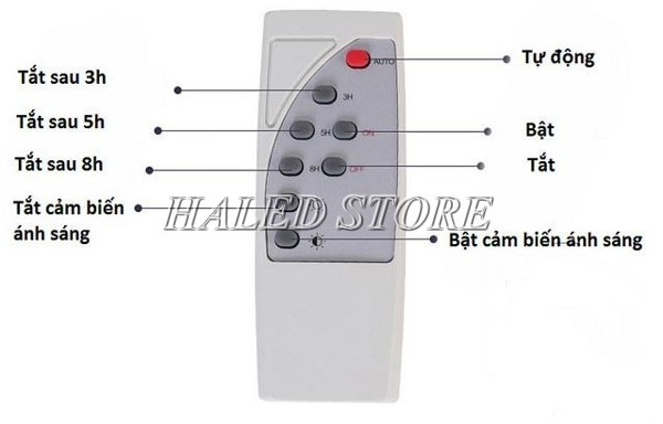 Sử dụng remote để thiết lập thời gian sạc pin của đèn