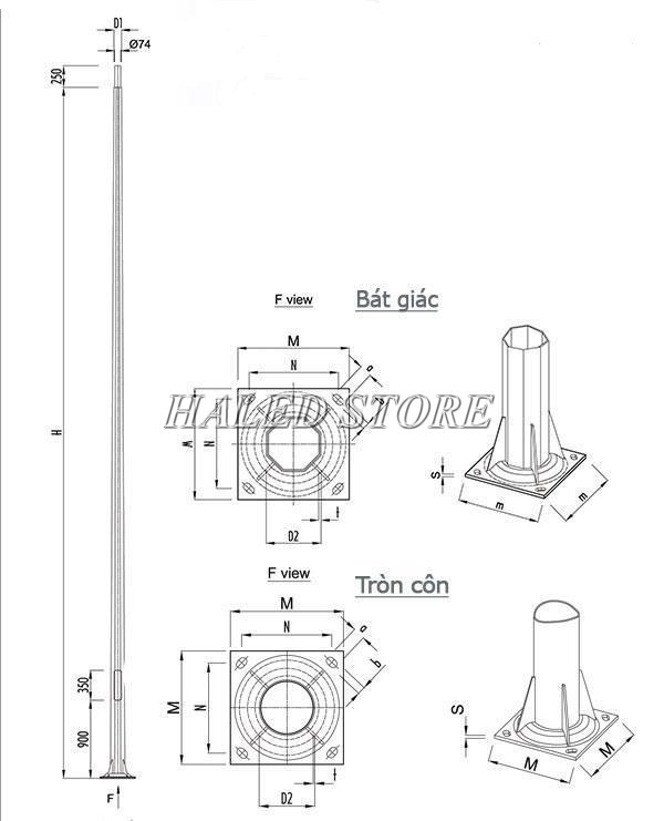 Bản vẽ móng trụ chiếu sáng