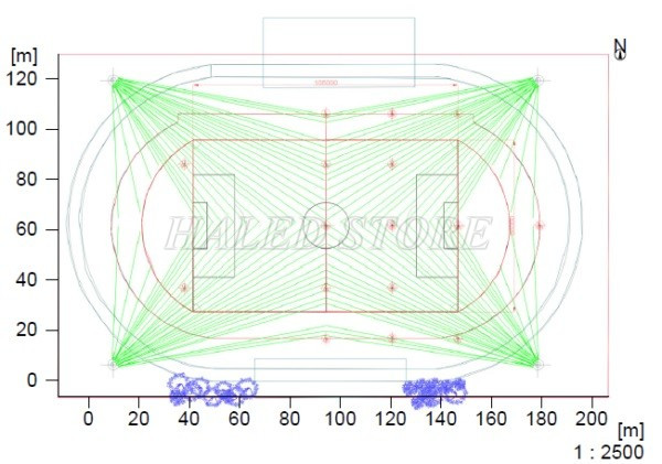 Bản vẽ mặt bằng, phân bố cột sân bóng đá 