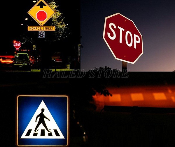 Biển báo giao thông phản quang ban đêm 