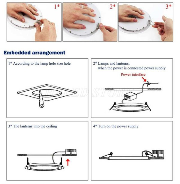 Các bước lắp đặt đèn LED âm trần nguồn rời